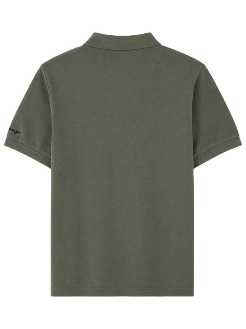 Kenzo Jumping Tiger Short-Sleeve Green Cotton Polo Shirt