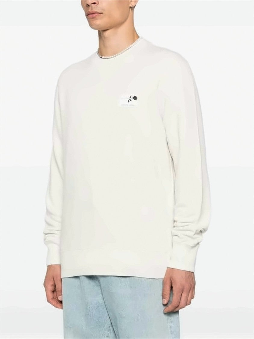 Golden Goose Long-Sleeve White Sweatshirt With Floral Accents
