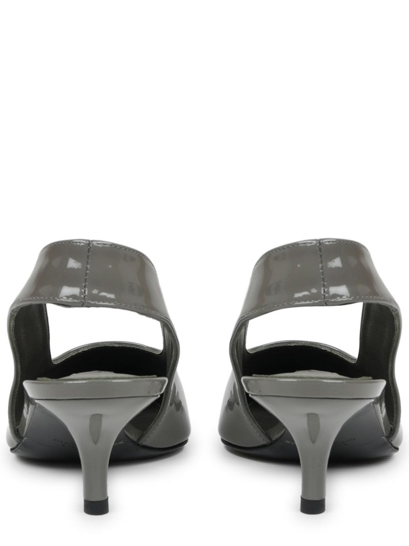 Totême Pointed-Toe Glossy Leather Slingback Pumps