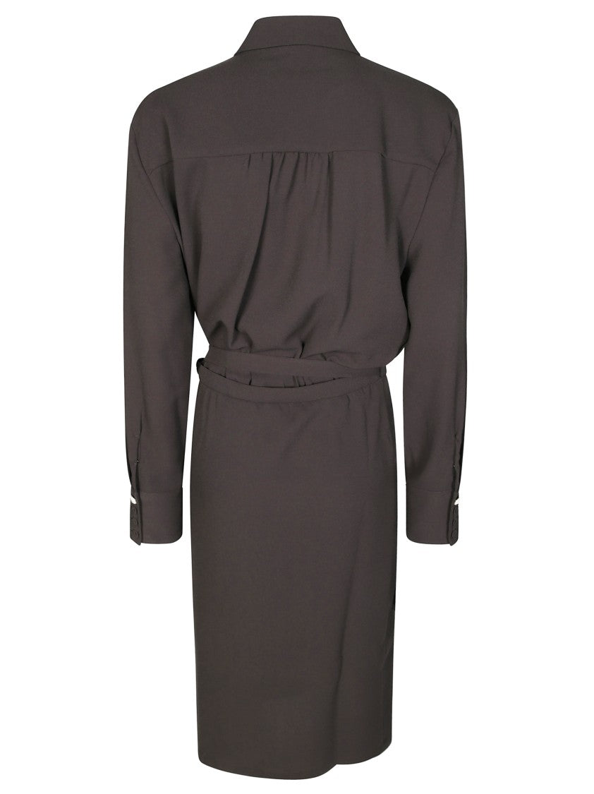 Pinko Fluid Crepe Midi Dress With Belted Waist