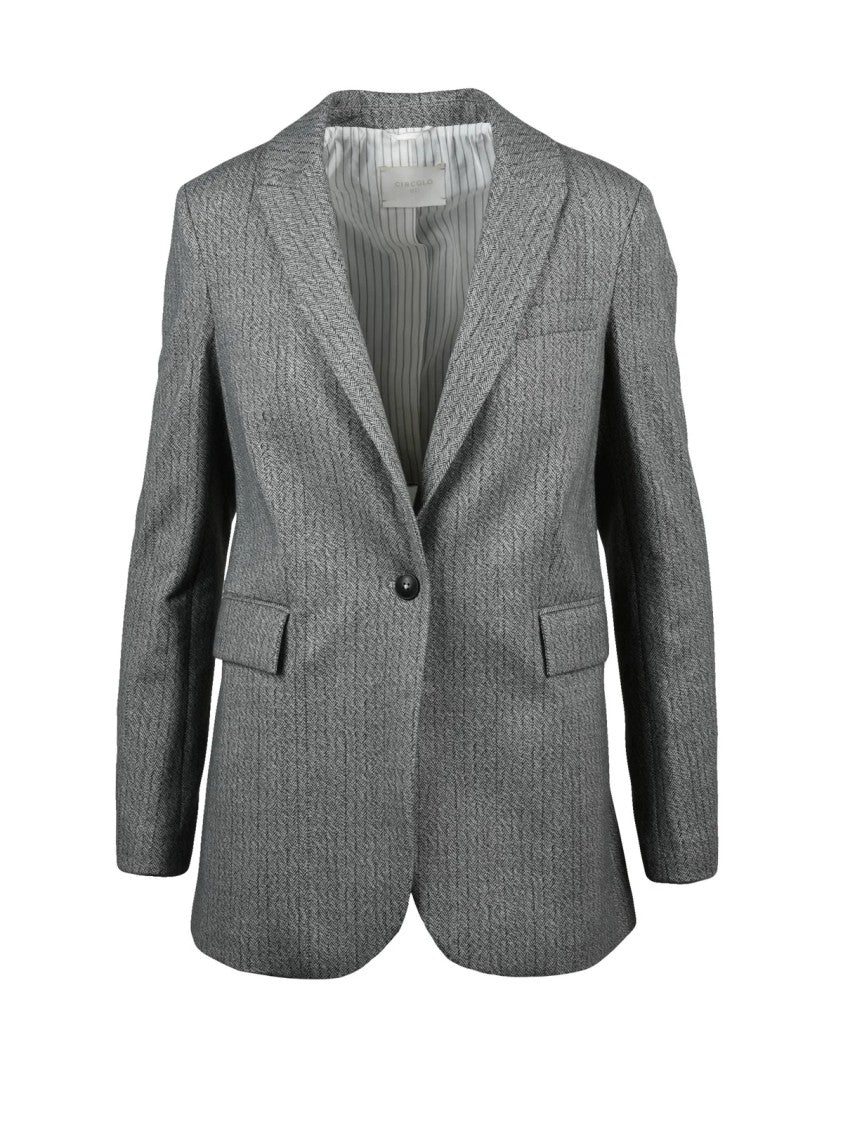 Circolo 1901 Rounded Silhouette Jacket With Notched Lapel And Textured Fabric