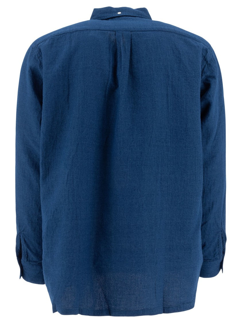 Beams Plus Button-Down Oversized Shirt In Textured Double Gauze Cotton