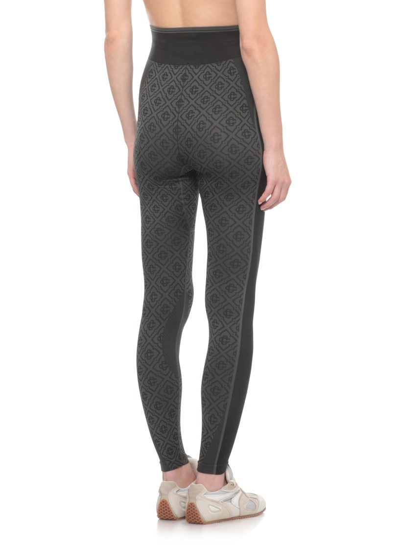 Casablanca Black Seamless Monogram Leggings