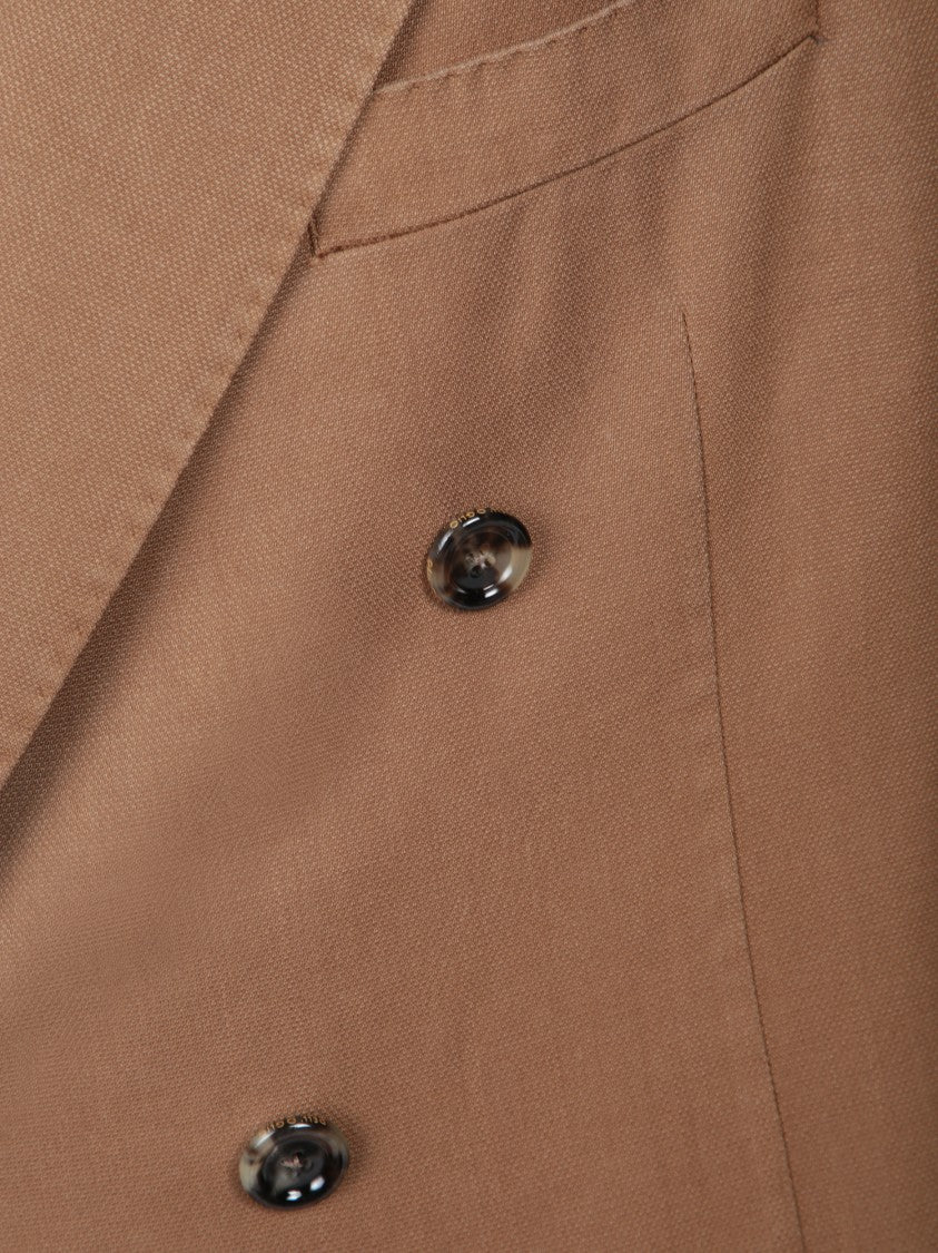 Dell'oglio Double-Breasted Brown Blazer With Tailored Fit