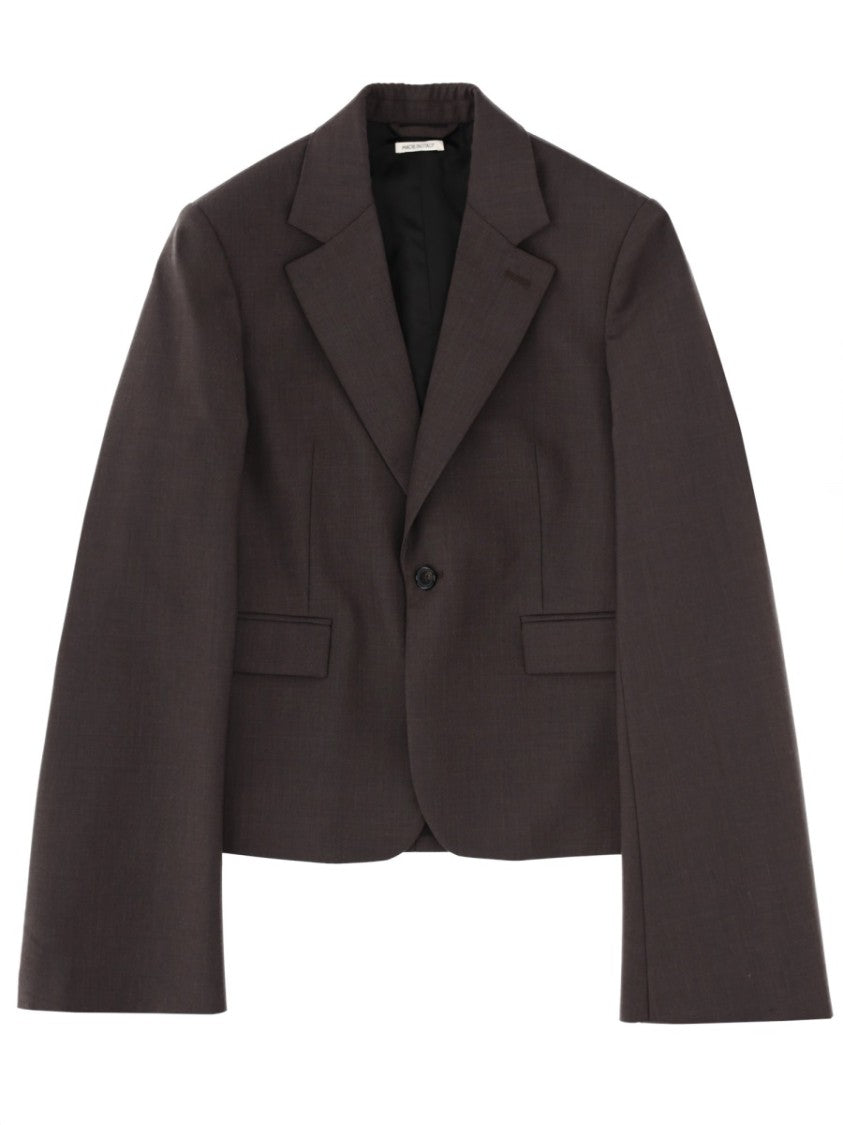 J. W. Anderson Cropped Wool Jacket With Notched Lapel And Flared Sleeves