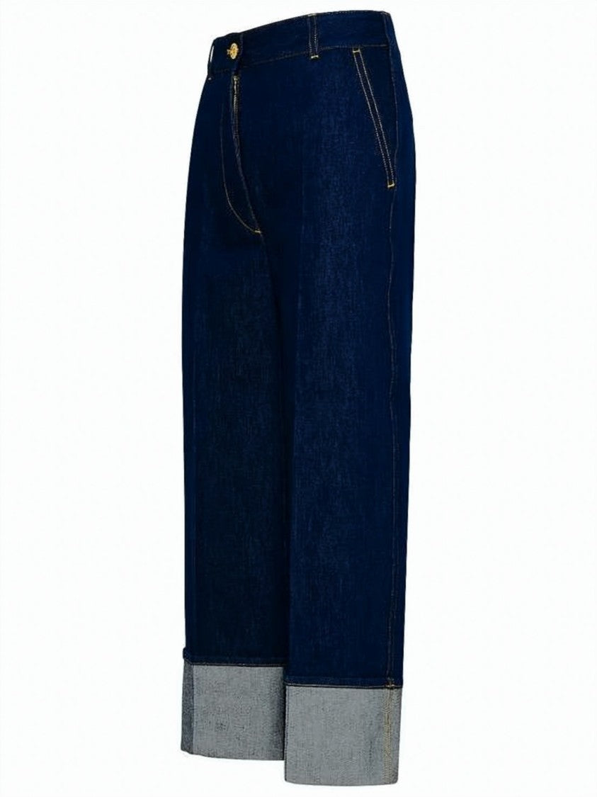 Patou Straight-Leg Denim Pants With Cuffed Hem