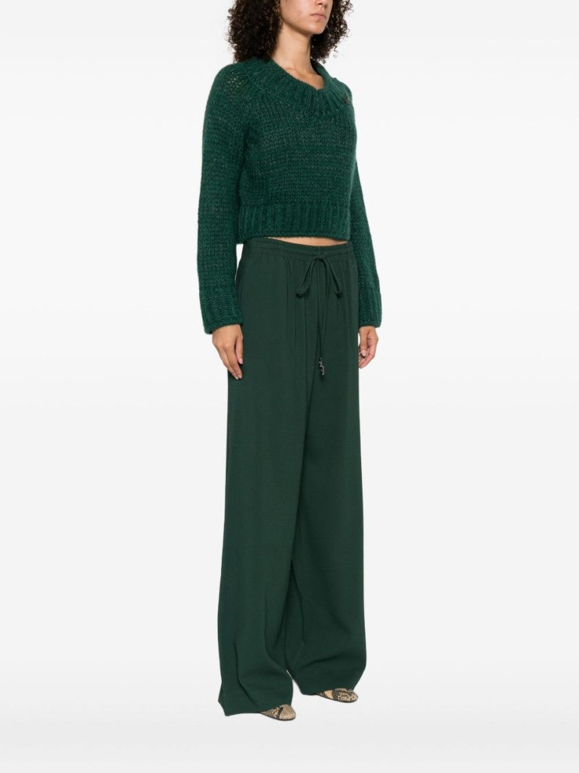 Ermanno Scervino Cropped Knit Sweater In Deep Green