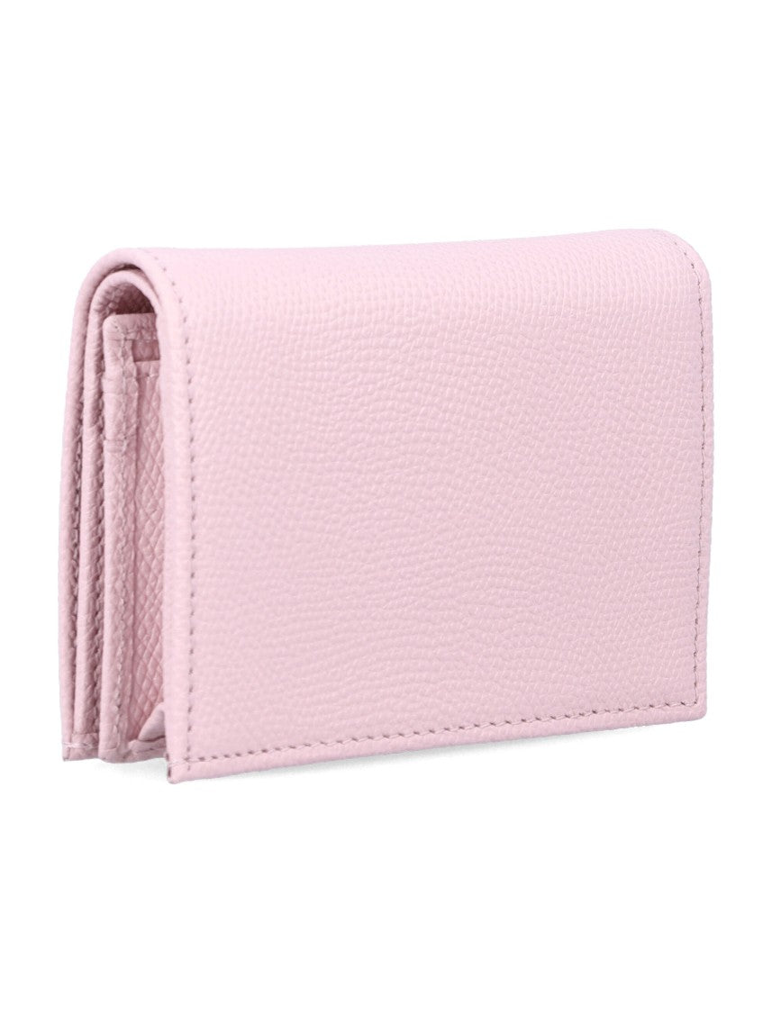 Valentino Garavani Compact Hammered Calf Leather Wallet With Cherryfic Detail