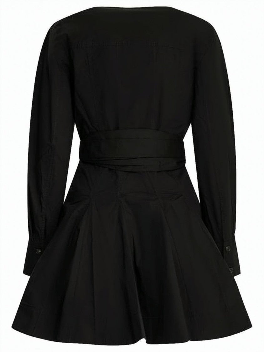 Ganni Structured Black Mini Dress With Wide Lapel