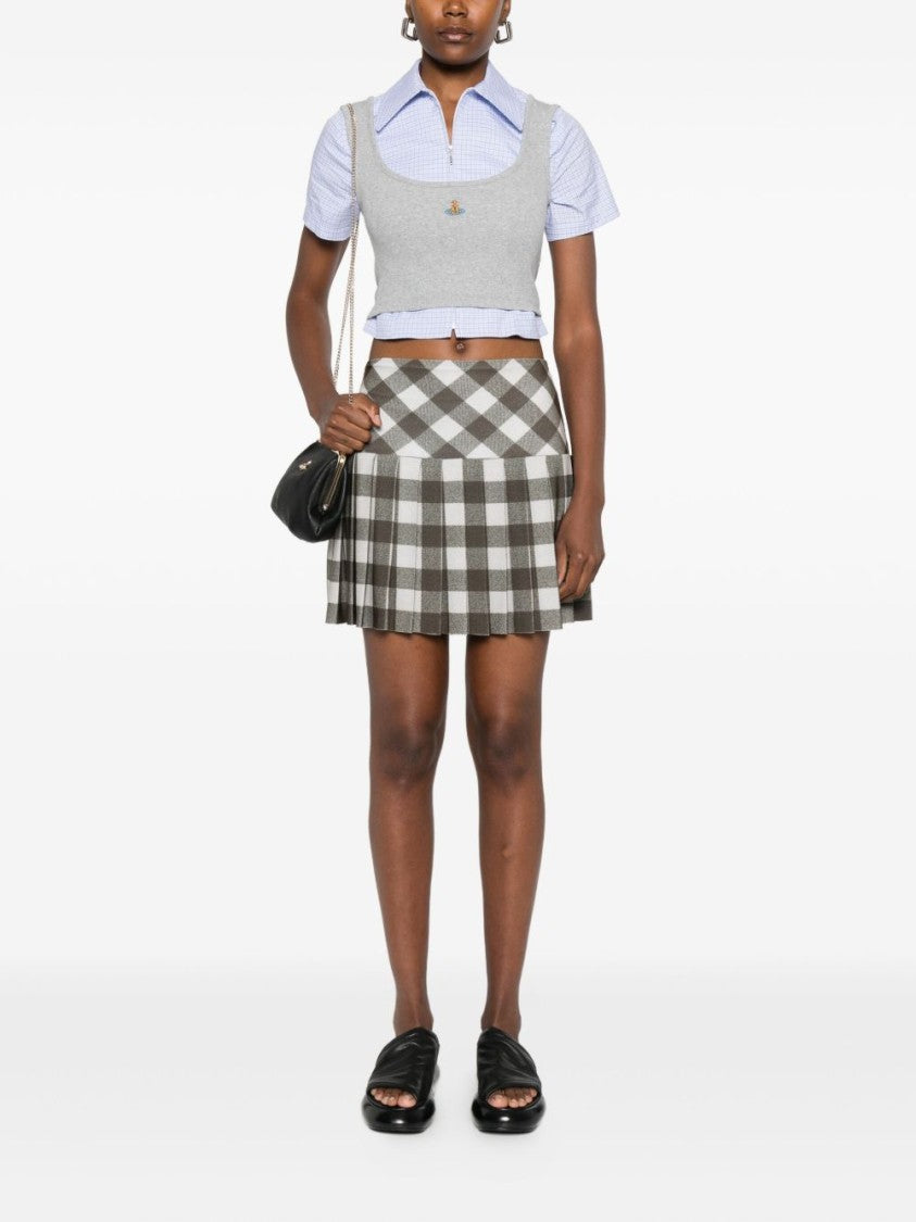 Vivienne Westwood Grey Ribbed Orb Embroidery Cotton Top