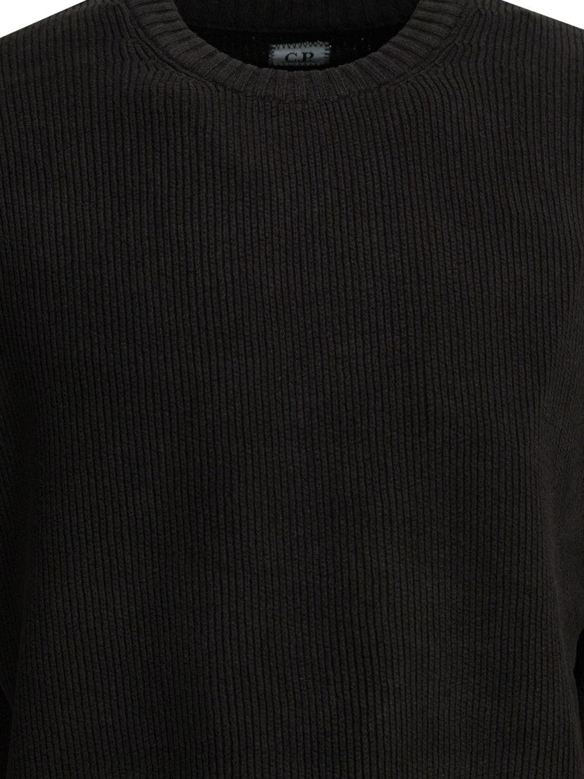C.P. Company Ribbed Knit Sweater With Unique Lens Detail