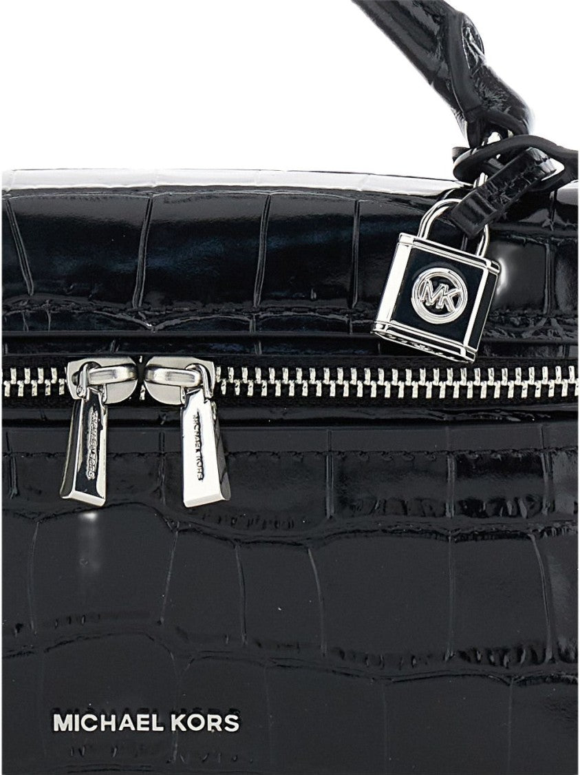 Michael Kors Glossy Croc-Embossed Handbag With Structured Silhouette