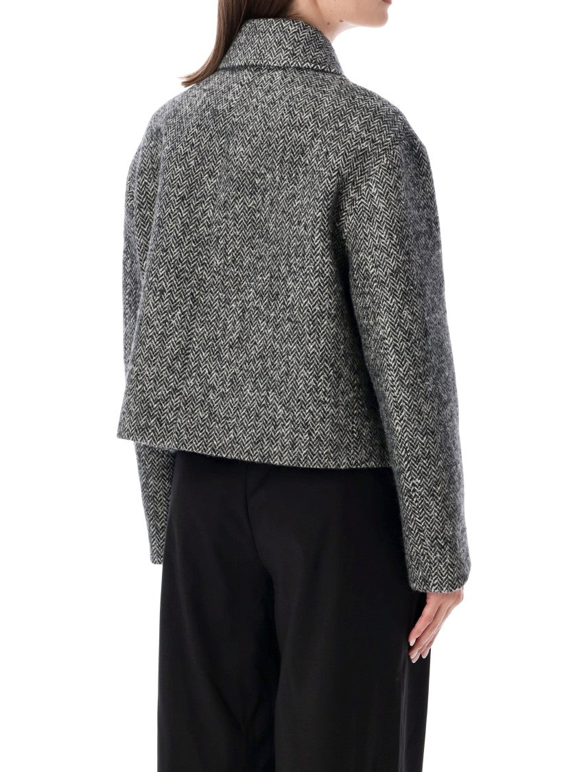 Valentino Garavani Chevron Wool Short Peacoat Jacket