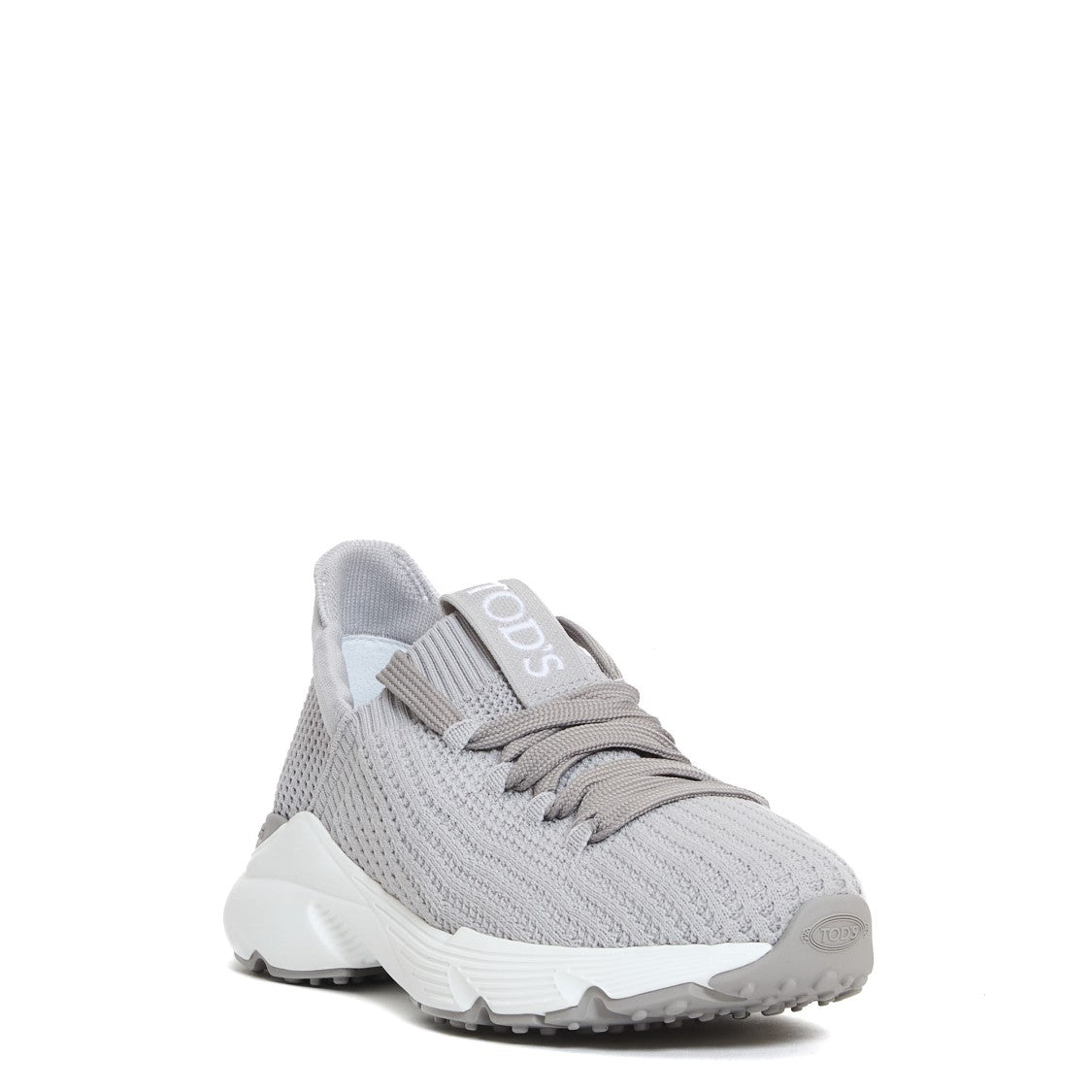Tod's Stretch Fabric Grey Running Sneakers With Rubber Sole