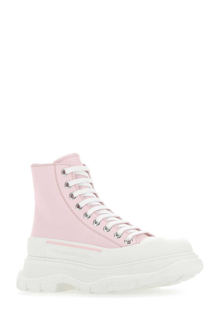 Alexander Mcqueen Pastel Pink Leather Tread Slick Sneakers