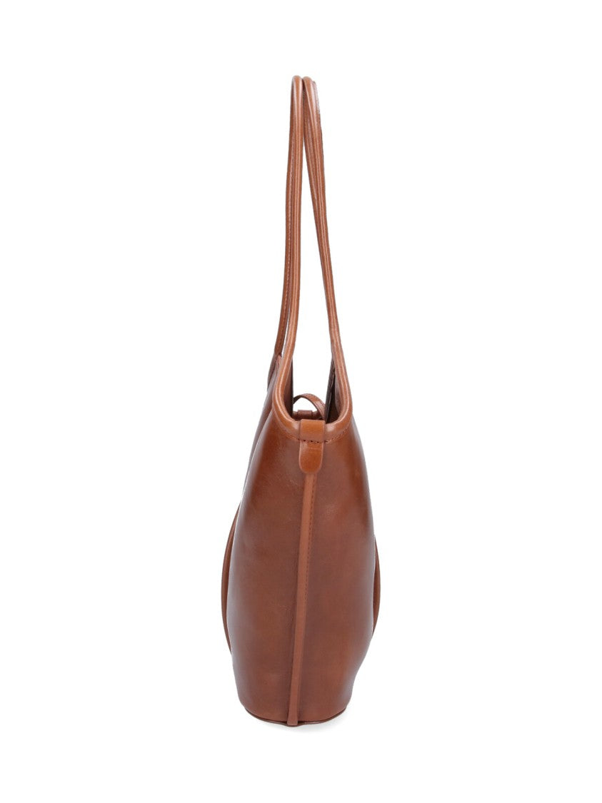 Hereu Beige Structured Angular Silhouette Tote Bag