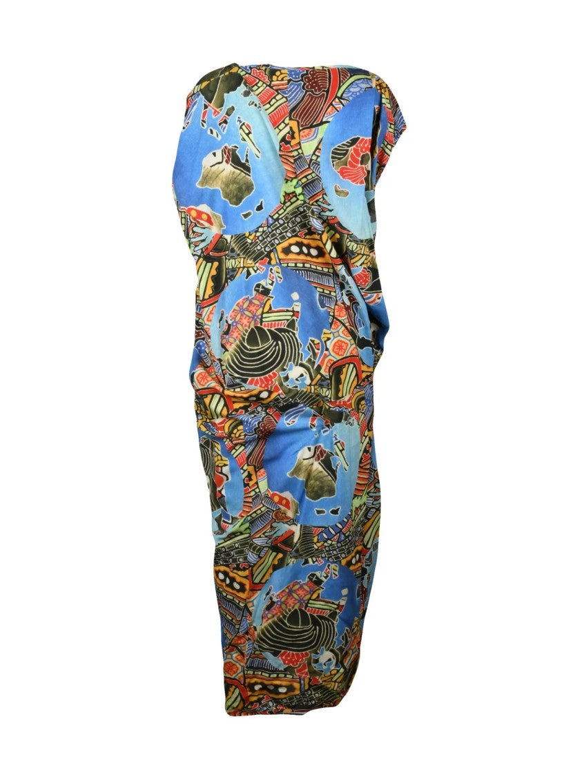 Vivienne Westwood Anglomania Fluid Tunic Dress With Vibrant Abstract Print And Belt