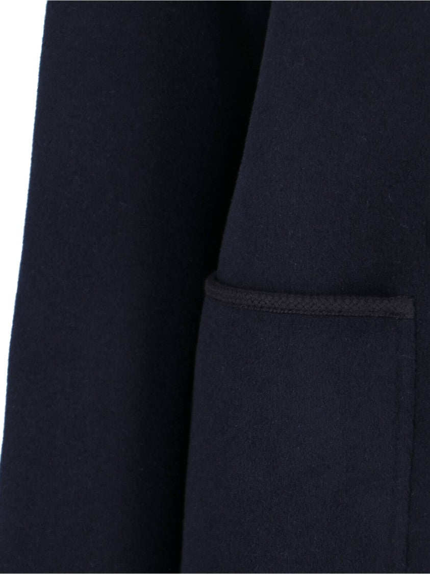 Róhe Navy Wool-Cashmere Mandarin Jacket