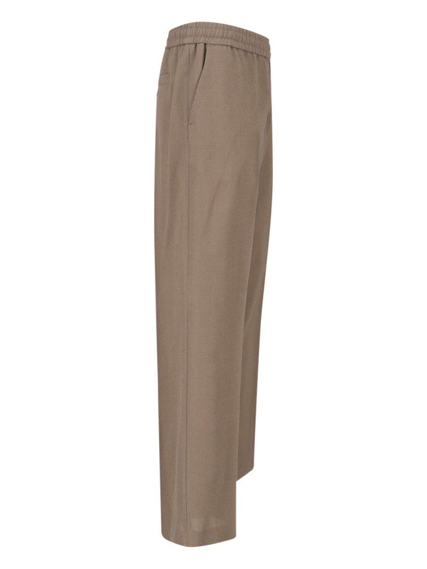 Golden Goose Taupe Wide-Leg Virgin Wool Sport Trousers