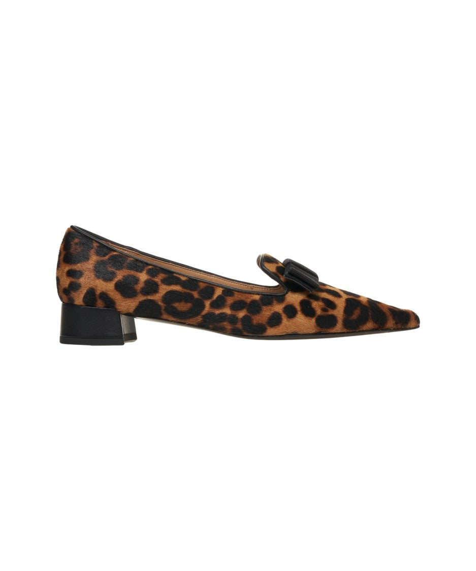 Gender Animal Print Calf Hair Pumps With Bow Detail