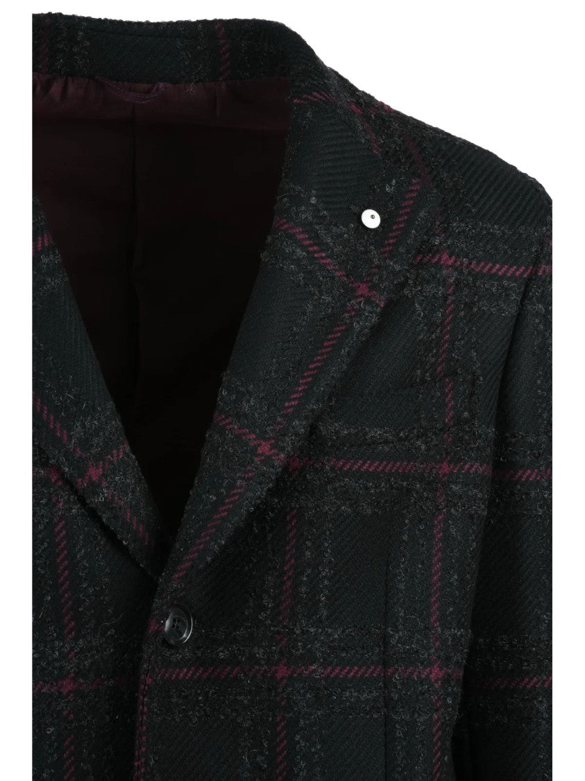 L.B.M. 1911 Black-Bordeaux Wool-Blend Coat