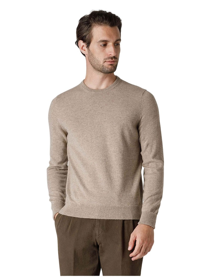 Drumohr Beige Crew Neck Cashmere Ribbed Sweater