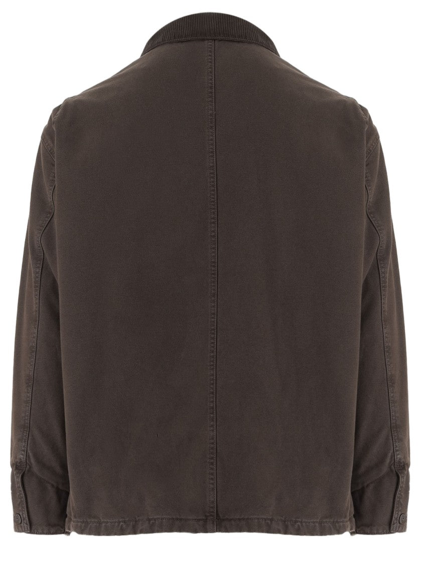 Emporio Armani Cotton Casual Jacket With Ribbed Collar And Button Fastening