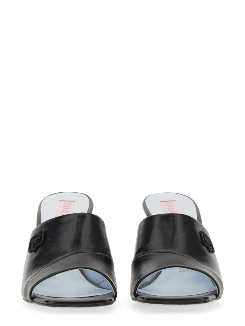 Chiara Ferragni Black Leather Sandal