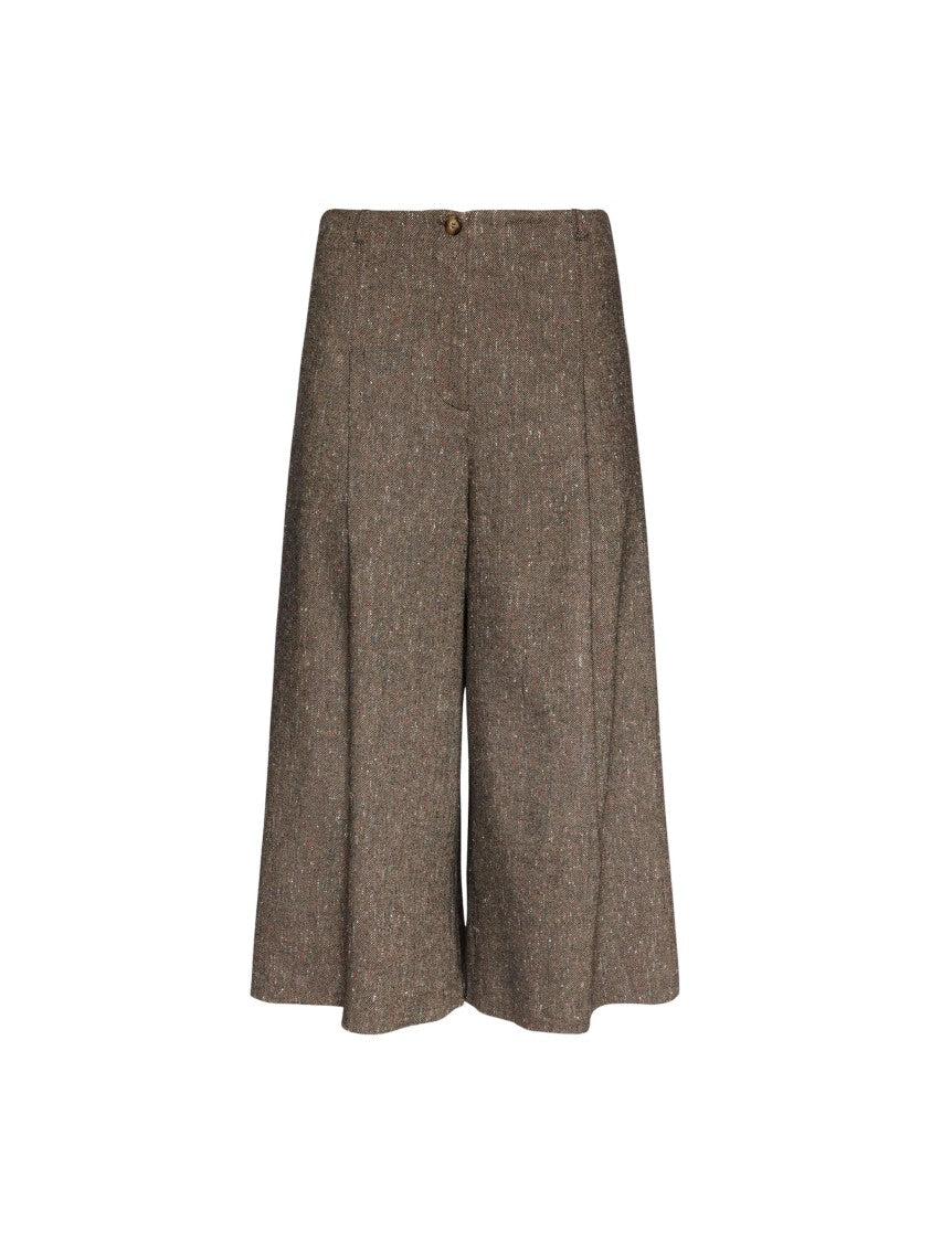 Elena Miro` Tailored Tweed-Blend Wide-Leg Pants