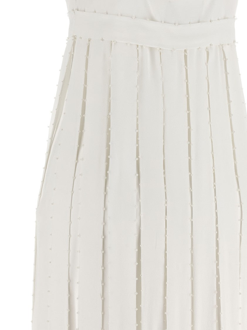 Giovanni Bedin Long Silk Blend Dress With Mini Pearls
