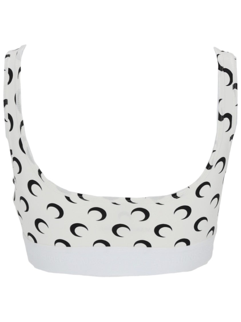 Marine Serre White Crescent Moon Print Bra Top