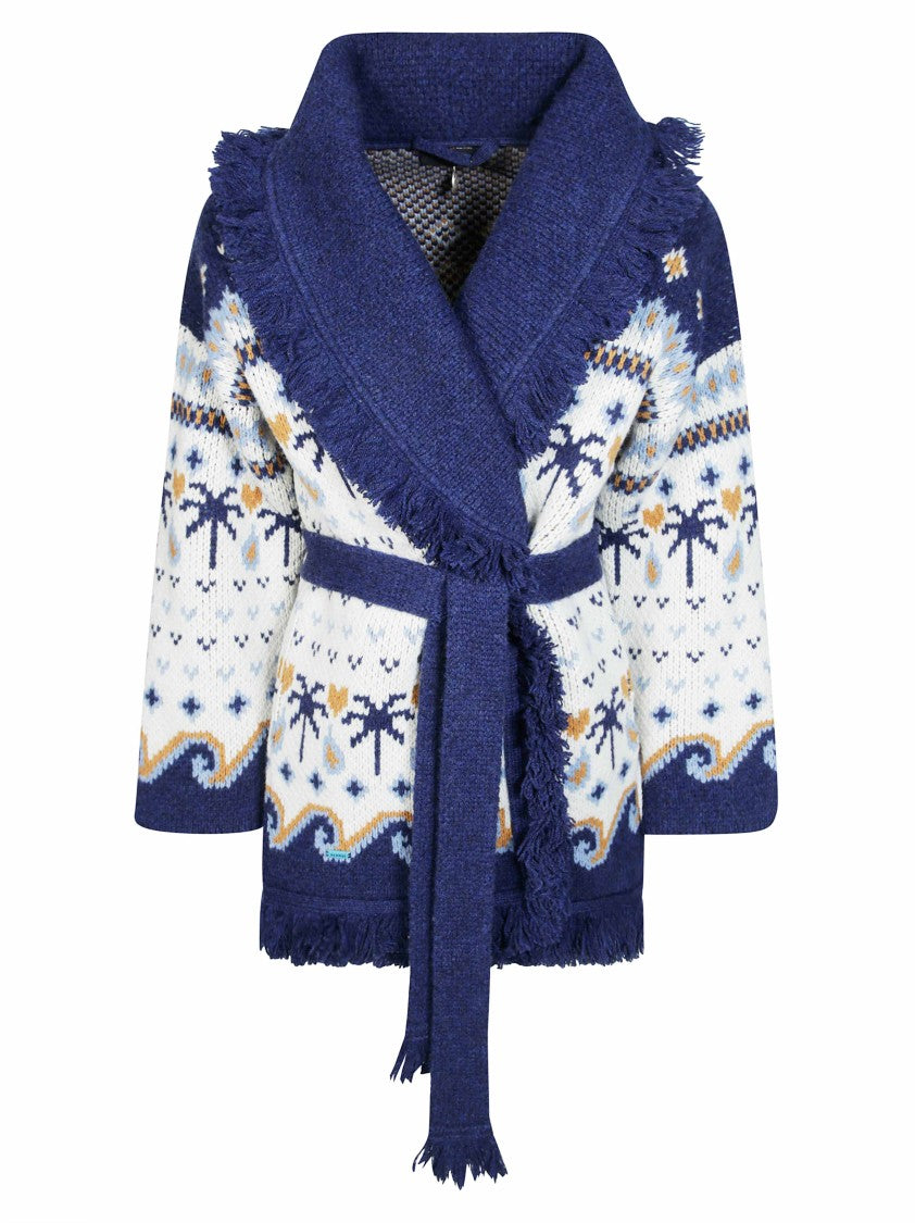 Alanui Sweet Winter Fringe Shawl-Collar Cardigan