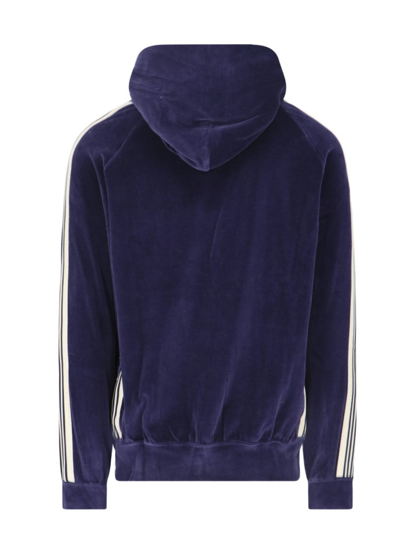 Needles Logo Hoodie, Purple Cotton Blend, Drawstring Hood
