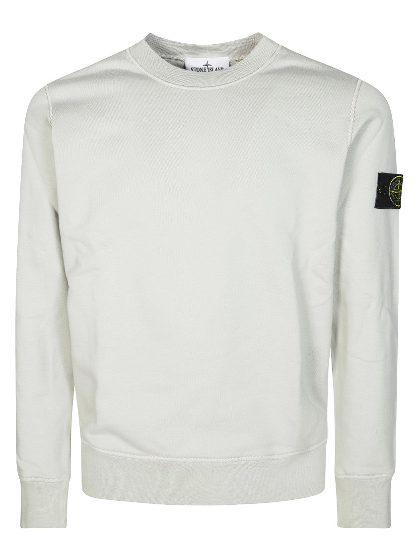 Stone Island Minimalist White Crew Neck Sweatshirt