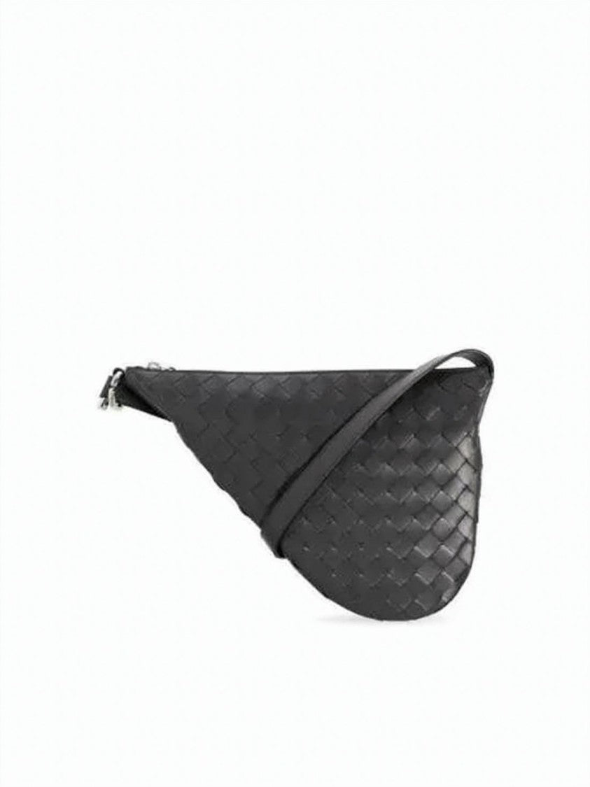 Bottega Veneta Triangular Silhouette Crossbody Bag With Woven Leather Exterior