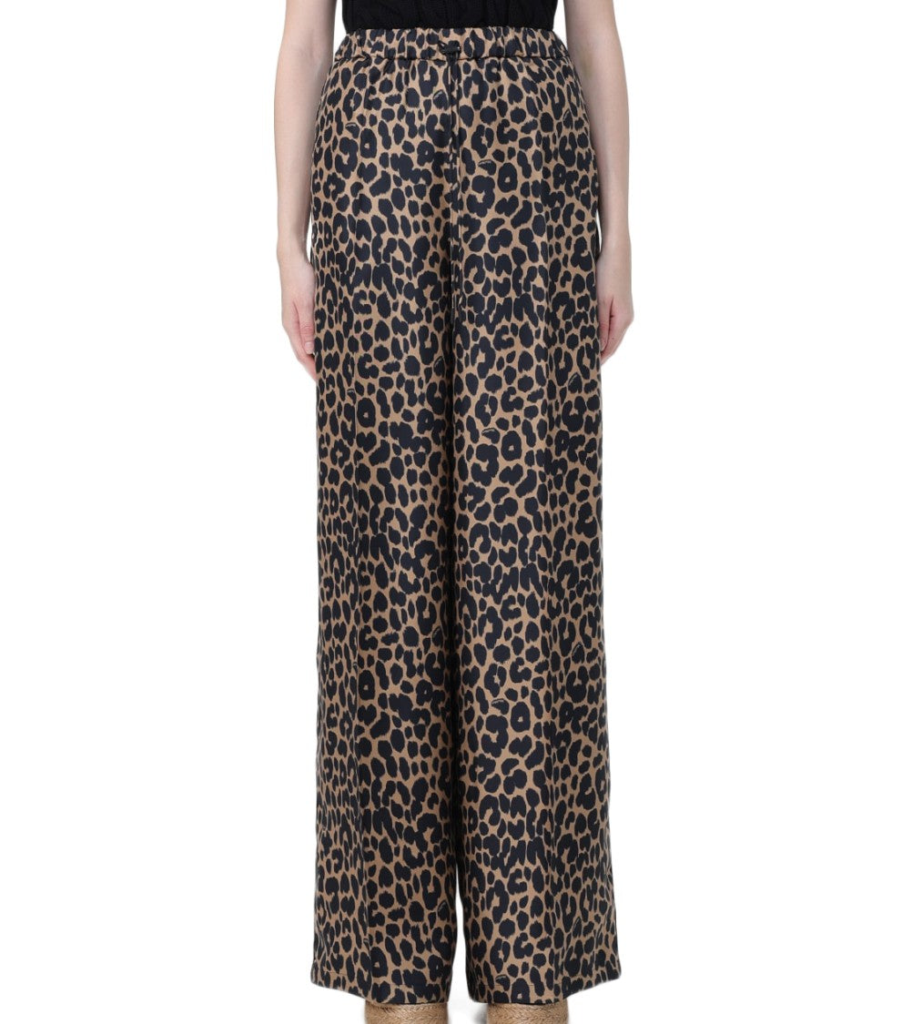 Max Mara Wide-Leg Palazzo Pants With Bold Leopard Print