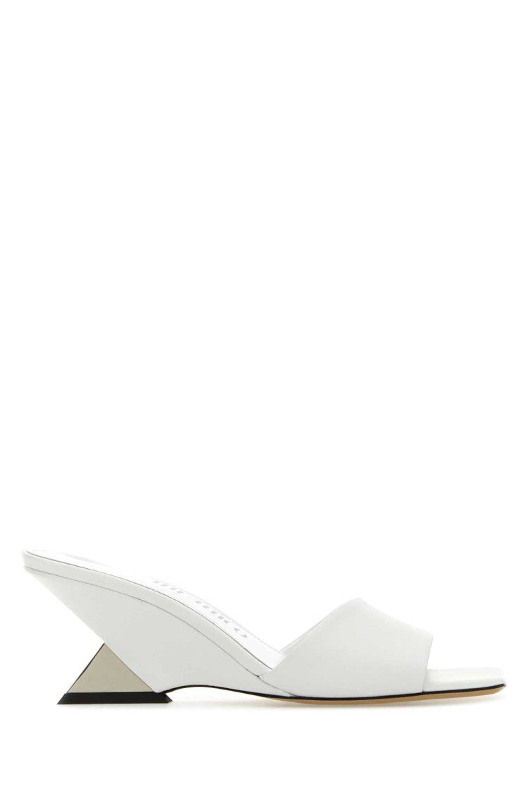 The Attico White Leather Cheope Mules
