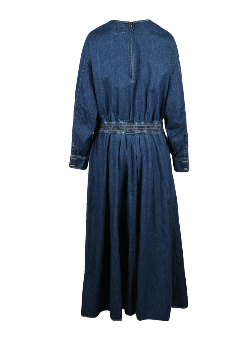 Bellerose Blue Cotton Zip Shirt-Sleeve Denim Dress