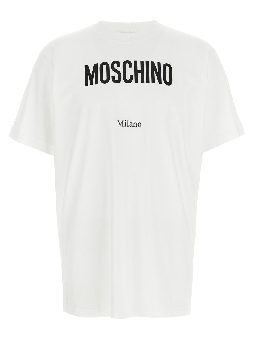Moschino Logo Print Cotton T-Shirt With Crew Neck