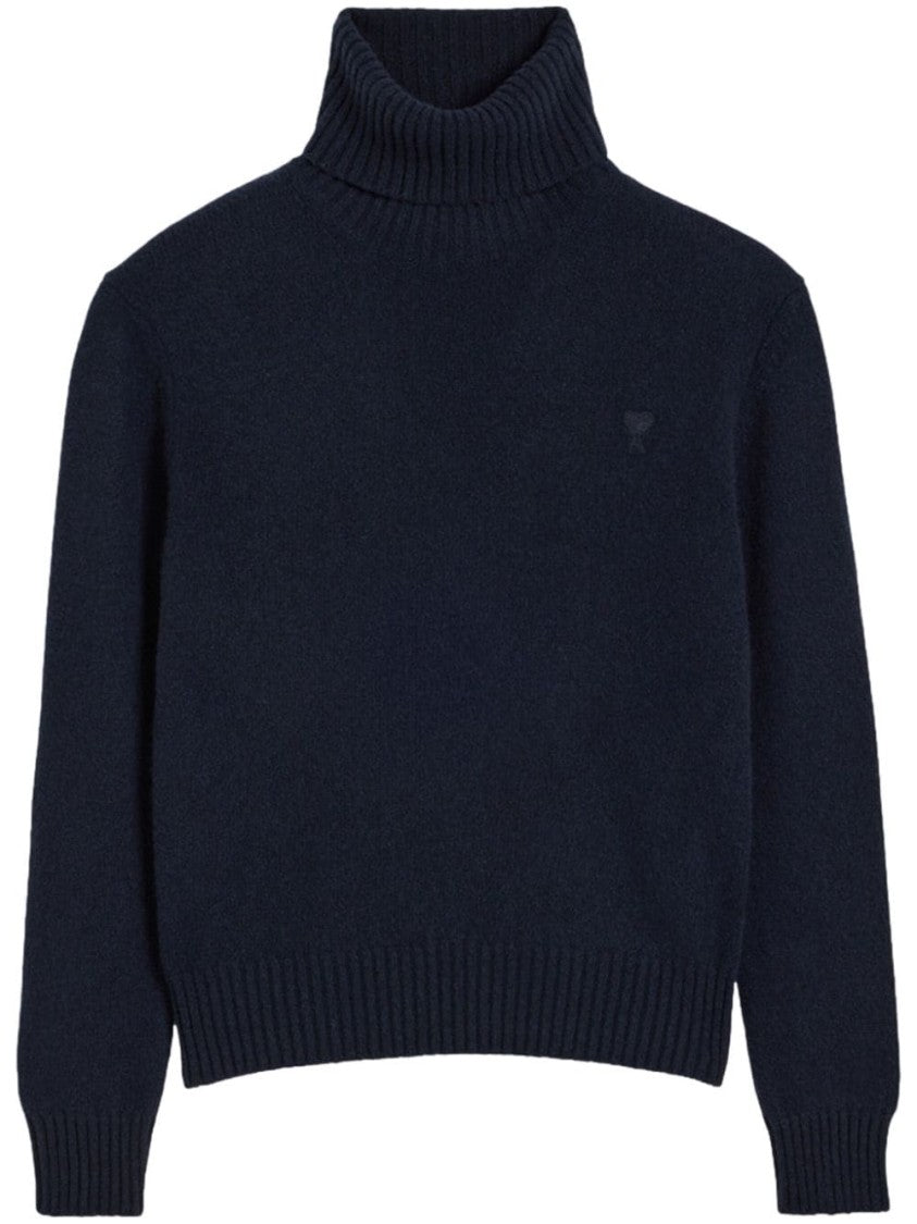 Ami Paris Cashmere-Wool Blend Sweater With Signature Monogram Motif