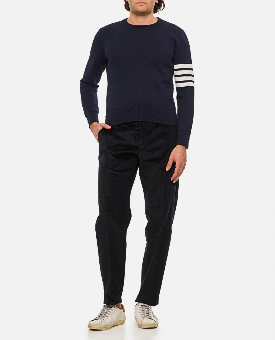 Thom Browne Blue Crew Neck Pullover Bar