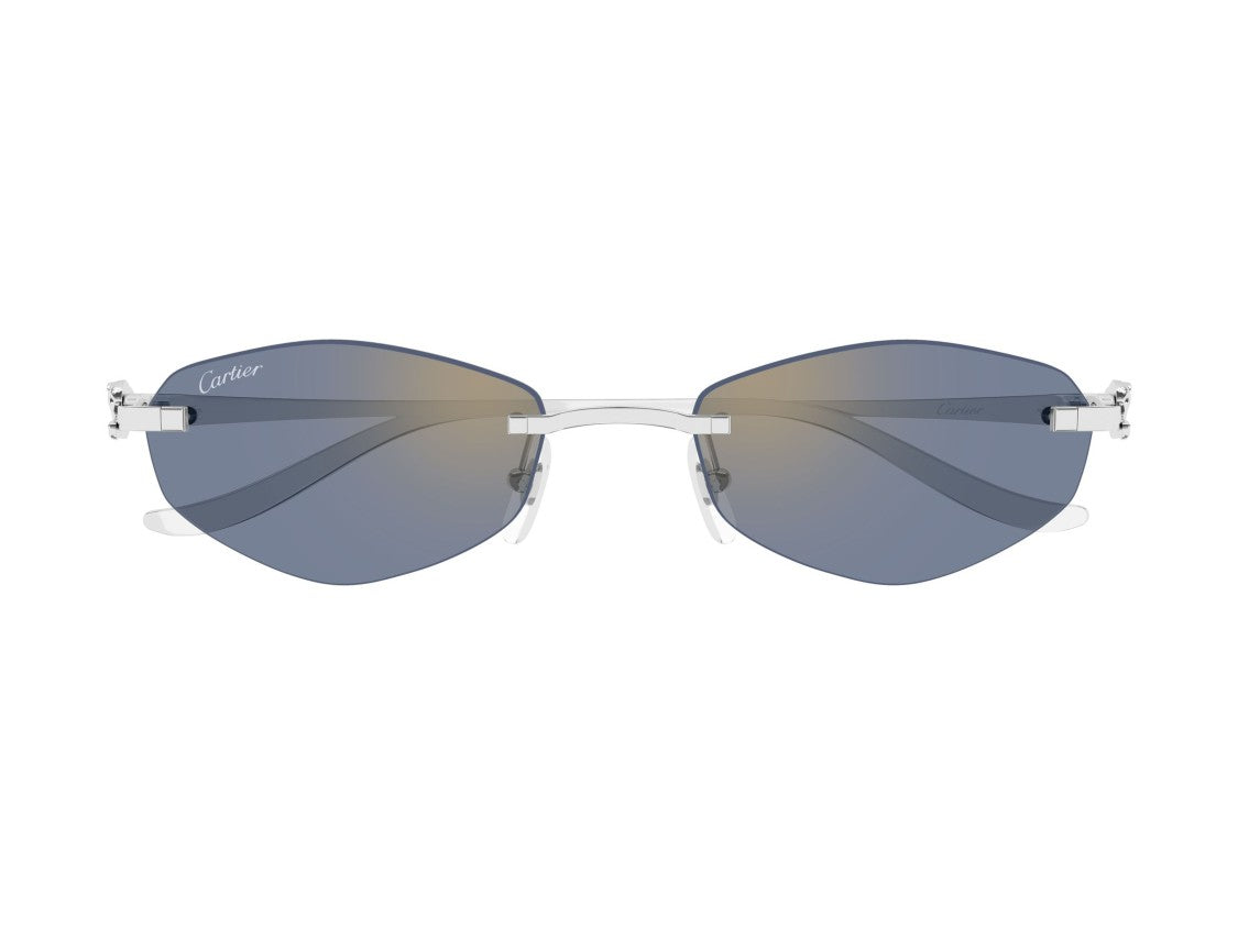 Cartier Blue Ct0675s Rimless Panther Sunglasses