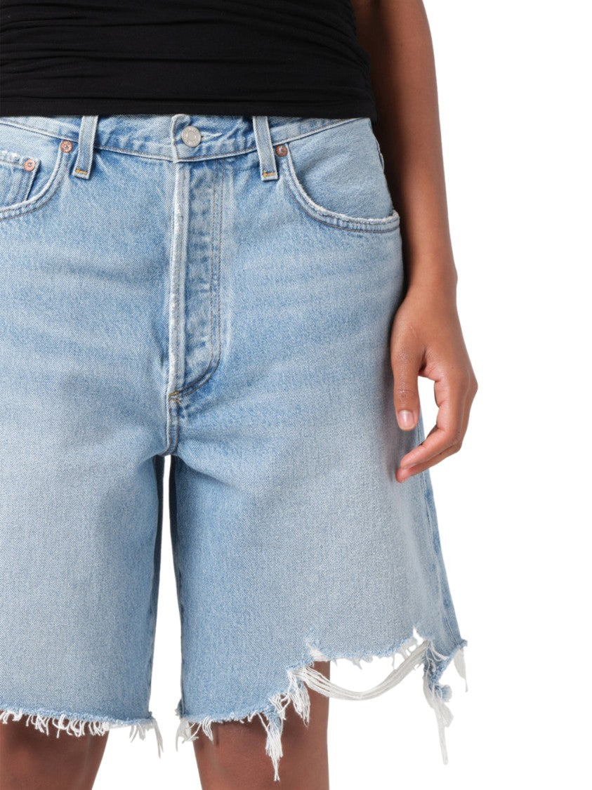 Agolde Mid-Thigh Denim Shorts With Distressed Details