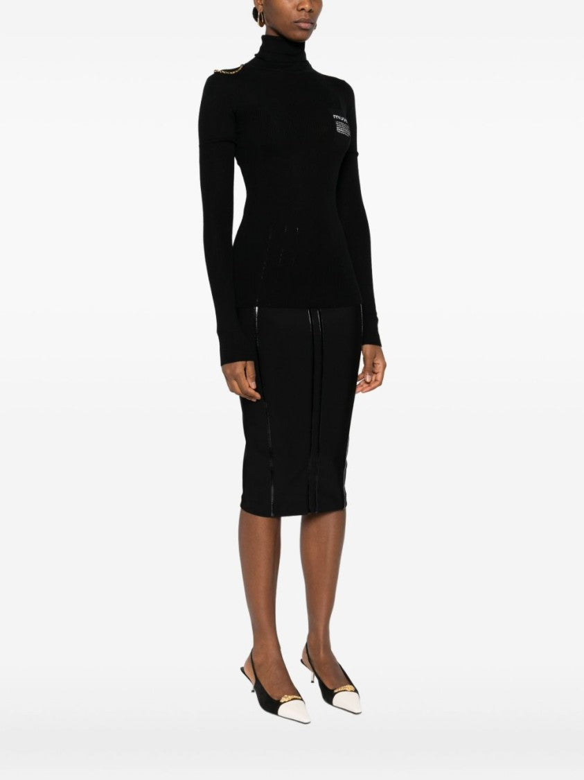 Elisabetta Franchi Fitted Black Turtleneck Sweater