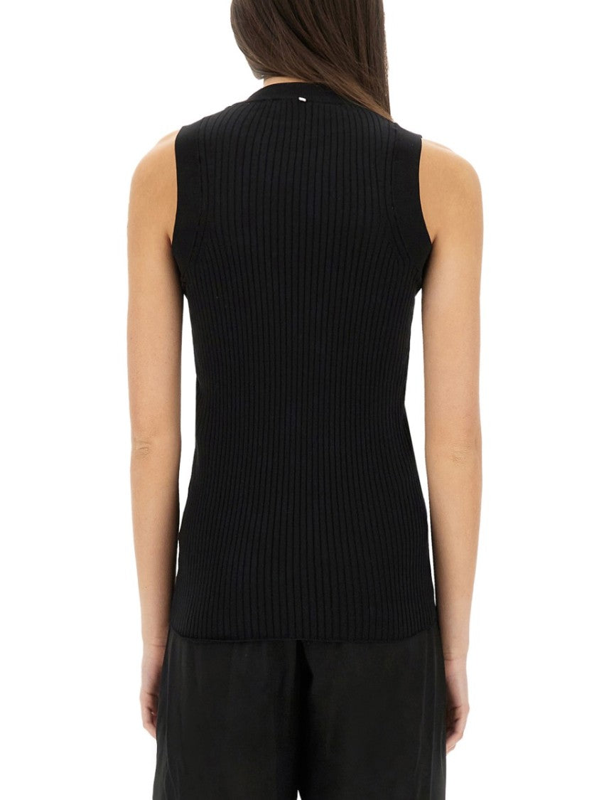 Sportmax Ribbed Cotton Sleeveless Top With Fitted Silhouette