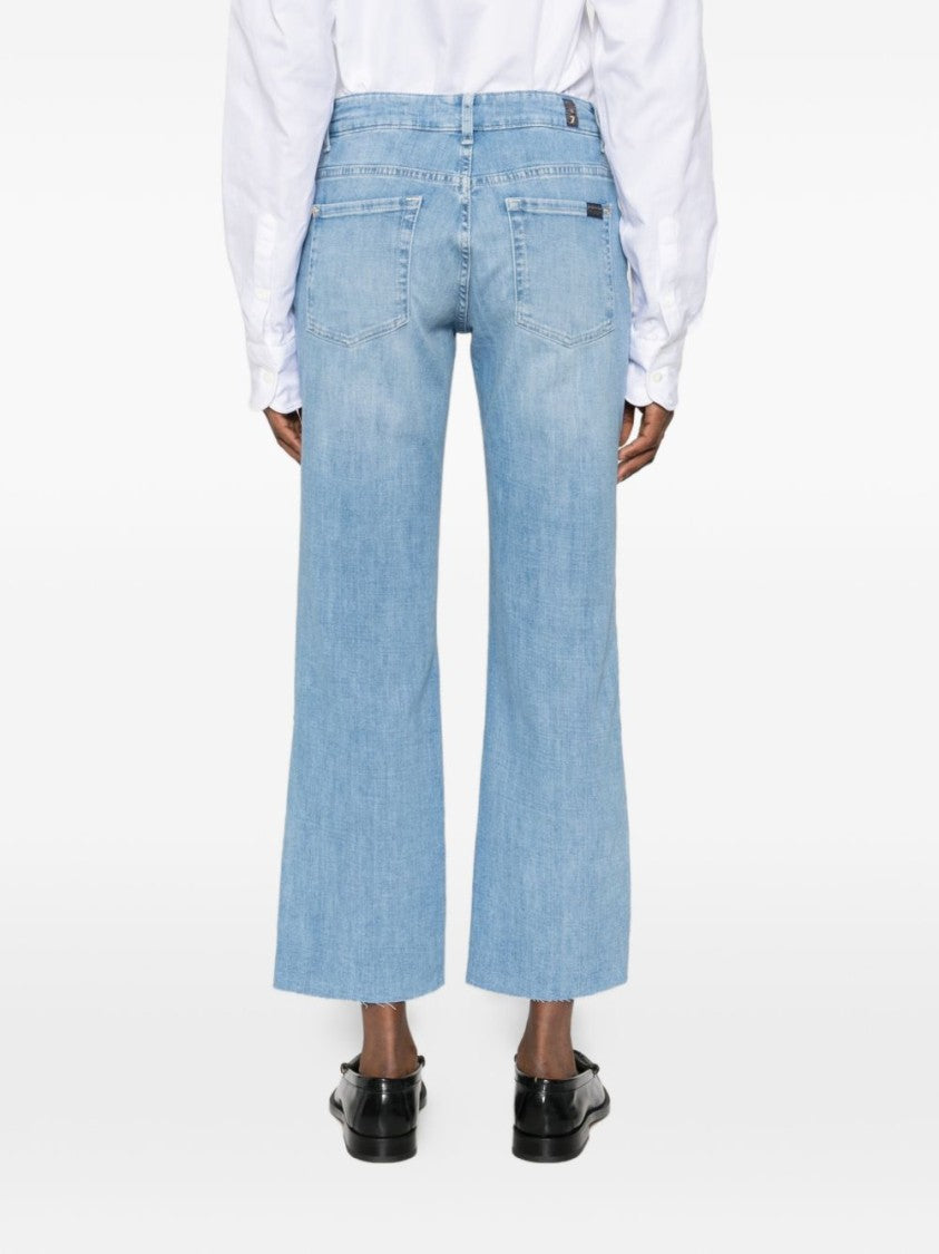 Seven Cropped Wide-Leg Jeans With Mid-Rise Waist And Faded Effect
