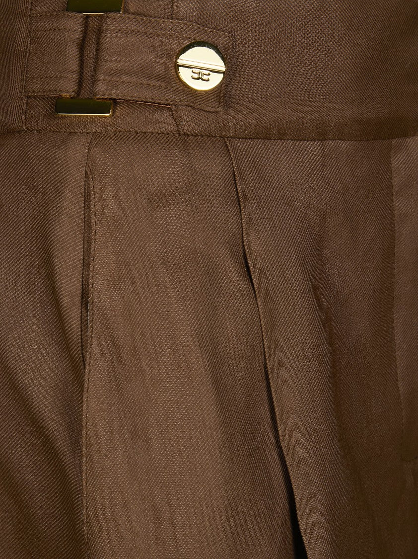 Elisabetta Franchi High Waist Buttoned Tab Pleated Shorts