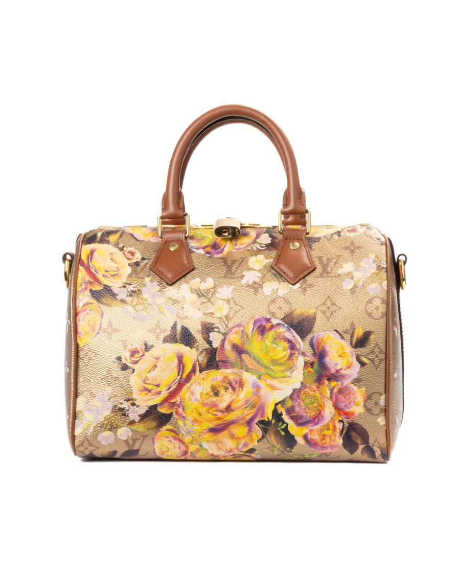 Louis Vuitton Gold Speedy 25 Garden Monogram Floral Tote Bag