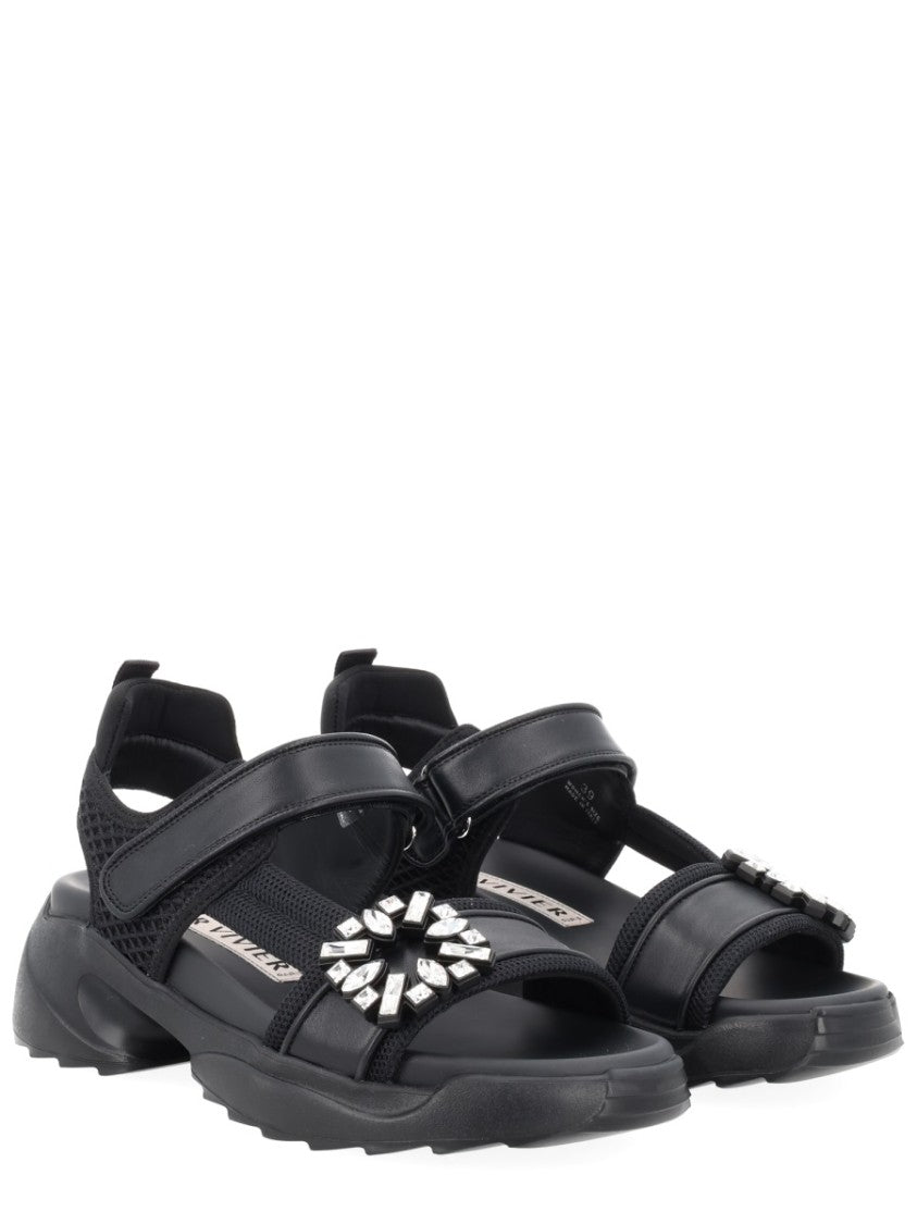 Roger Vivier Viv On The Run Crystal Straps Sandals