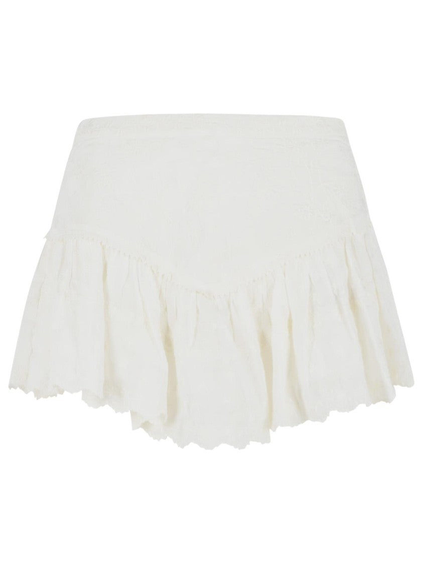 Isabel Marant White Zoelia Embroidered Cotton-Silk Shorts